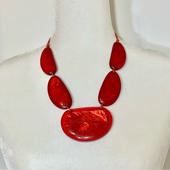 NWT Style & Co red resin statement retro necklace🎉❤️ - Picture 2 of 10
